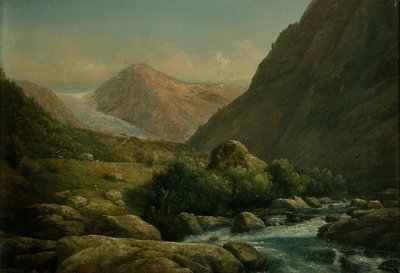 Bondhus glaciär (olja ombord) av Hans Leganger Reusch