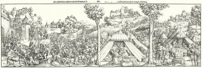 Landsknechts utkämpar en strid i början av 1500-talet (gravyr) av Hans Leonard (after) Schaufelein