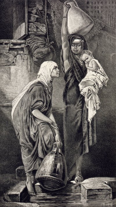 Egyptiska kvinnor som drar vatten av Hans Makart