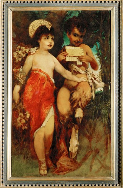 Faun och nymf ... (målning på duk) av Hans Makart