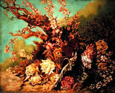 Blomsterarrangemang med blomgrenar och pioner, ca 1884 (olja på duk) av Hans Makart