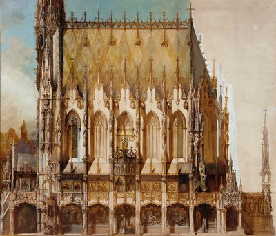 Gotisk begravningskyrka av St. Michael, sidovy av Hans Makart