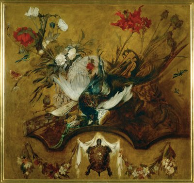 Stort jaktstilleben ... (målning på duk) av Hans Makart