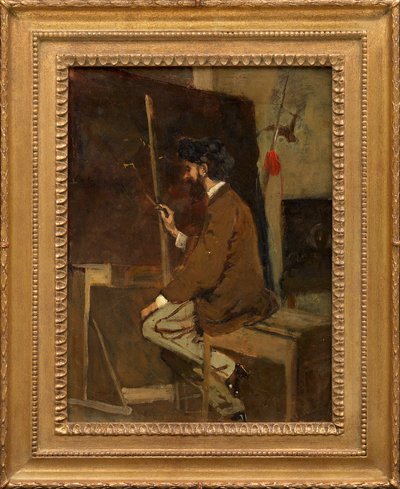 Självporträtt av Hans Makart framför ett staffli av Hans Makart