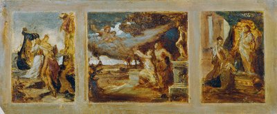Skiss till en triptyk med mytologiska scener av Hans Makart