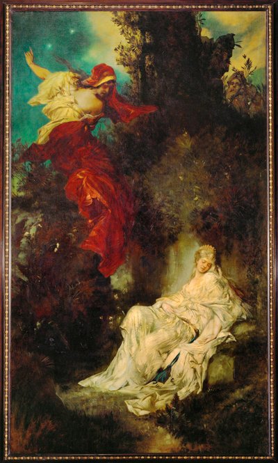 Snövit får den förgiftade kammen ... (målning på duk) av Hans Makart