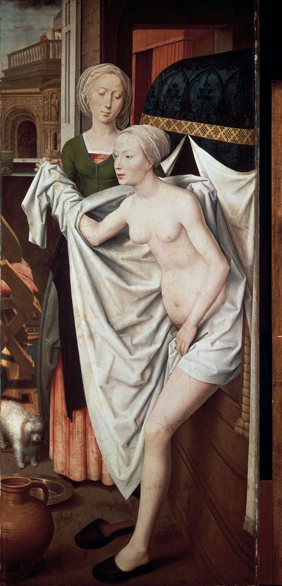 Batseba vid hennes bad, ca 1485 (målning) av Hans Memling