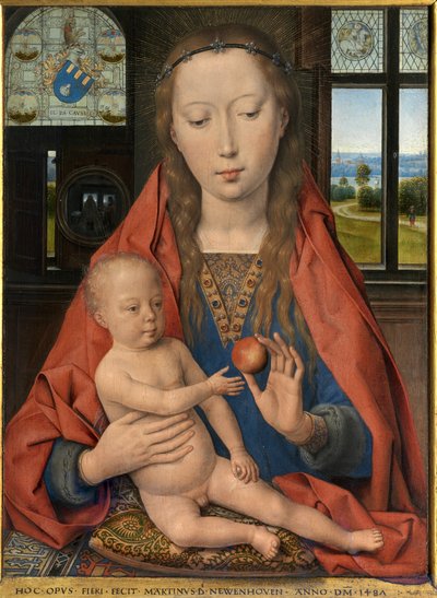 Maarten van Nieuwenhoveswedish のディプティクの詳細 av Hans Memling