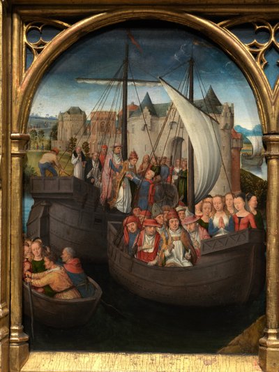 Detalj av relikvieren av Saint Ursula av Hans Memling
