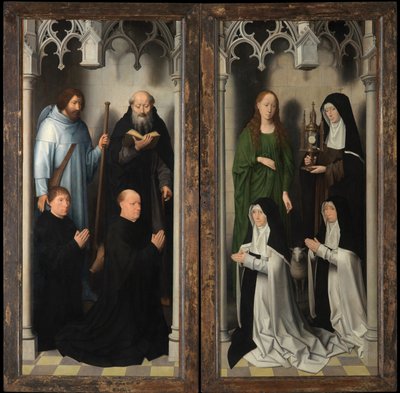 Exteriör av Triptyken av Johannes Döparen och Sankt Johannes evangelisten av Hans Memling