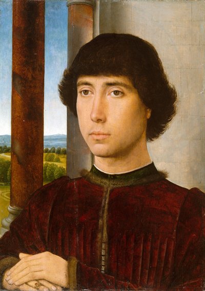 Porträtt av en man vid en loggia av Hans Memling