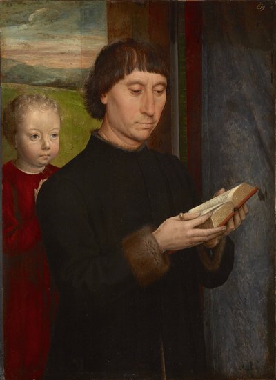 Porträtt av en man som läser av Hans Memling