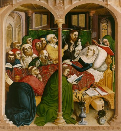 Marias död. Wurzachaltarets vingar, 1437 av Hans Multscher