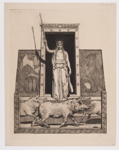 Circe förvandlar Odysseus män till grisar av Hans Nikolaj Hansen