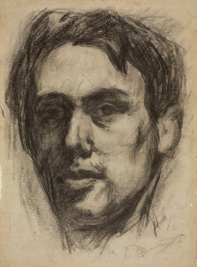 Självporträtt recto, Sketch verso, 1909. av Hans Richter