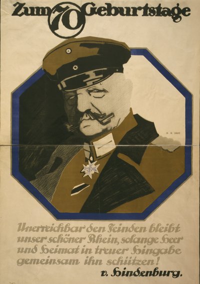 Affisch som firar fältmarskalken Paul von Hindenburgs 70-årsdag, 1917 av Hans Rudi Erdt