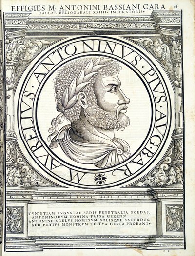 Heliogabalus, illustration från de mest autentiska bilderna av de antika romerska kejsarna i öst och väst, träsnitt av Rudolph Wyssenbach, tryckt av Andreas Gesner, Zürich, av Hans Rudolf Manuel Deutsch
