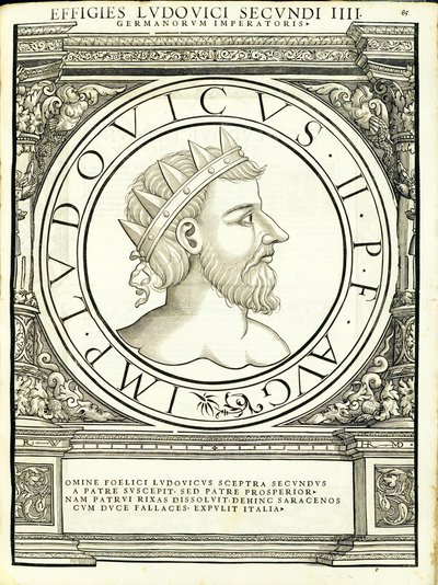 Luis II, illustration från "De romerska kejsarna i hela öst och väst" av Hans Rudolf Manuel Deutsch