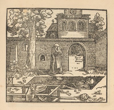 Gråtande kvinna vid en grav av Hans Schäufelein (possibly)