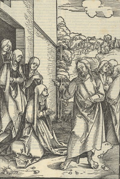 Kristus tar avsked av sin moder, från vår Herre Jesu Kristi lidande spegel, 1507., 1507. av Hans Schäufelein the Elder