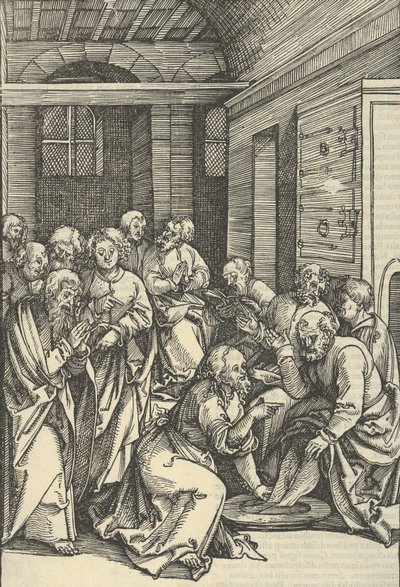 Kristus tvättar Sankt Peters fötter, från The Mirror of the Passion of Our Lord Jesu Christ, 1507. av Hans Schäufelein the Elder