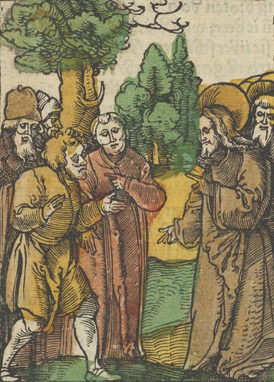 Kristus och fariséerna, från Das Plenarium, 1517. av Hans Schäufelein the Elder