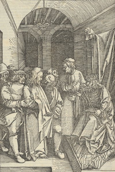 Kristus framför Herodes i en sal, från spegeln av vår Herre Jesu Kristi passion, 1507., 1507. av Hans Schäufelein the Elder