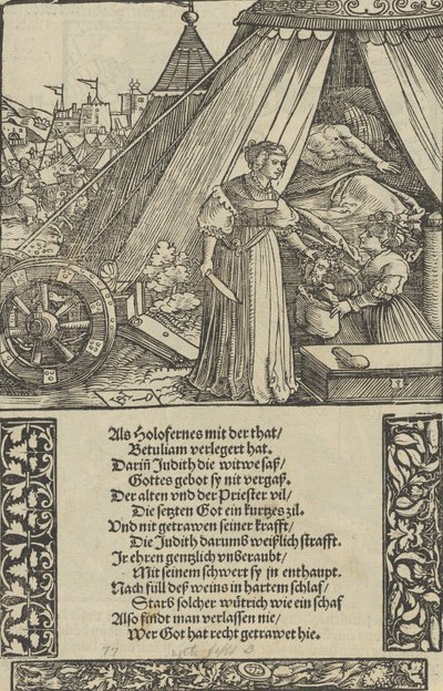 Judith med huvudet av Holophernes, från Das Büchle Memorial, 1533. av Hans Schäufelein the Elder