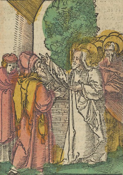 Liknelse om fariséerna och skatteindrivaren, från Das Plenarium, 1517. av Hans Schäufelein the Elder