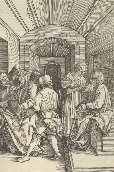 Pilatus tvättar sina händer, från Mirror of the passion of our Lord Jesu Kristi, 1507. av Hans Schäufelein the Elder