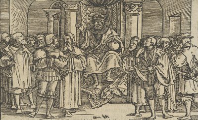 Representanter för Aten och Korint vid Archidamas hov, kung av Sparta, från..., 1533. av Hans Schäufelein the Elder