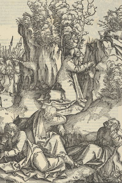 Agony in the Garden, från vår Herre Jesu Kristi lidande spegel, 1507. av Hans Schäufelein the Elder