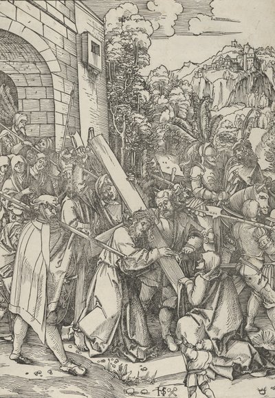 Bärandet av korset. av Hans Schäufelein the Elder