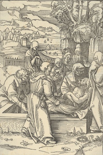 Gravläggningen, från spegeln av vår Herre Jesu Kristi passion, 1507. av Hans Schäufelein the Elder