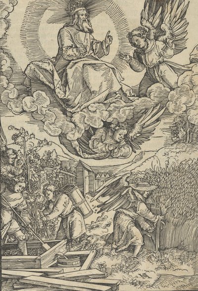 Skörden och vinpressen av blod. av Hans Schäufelein the Elder