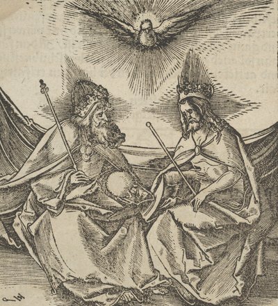 Den heliga treenigheten, från Hymmelwagen om vem som lever gott..., 1517. av Hans Schäufelein the Elder