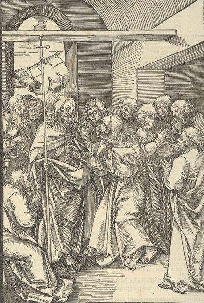 The Incredulity of Thomas, från spegeln av vår Herre Jesu Kristi passion, 1507. av Hans Schäufelein the Elder