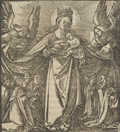 The Madonna of Mercy, från Hymmelwagen auff dem, wer wol leben..., 1517. av Hans Schäufelein the Elder