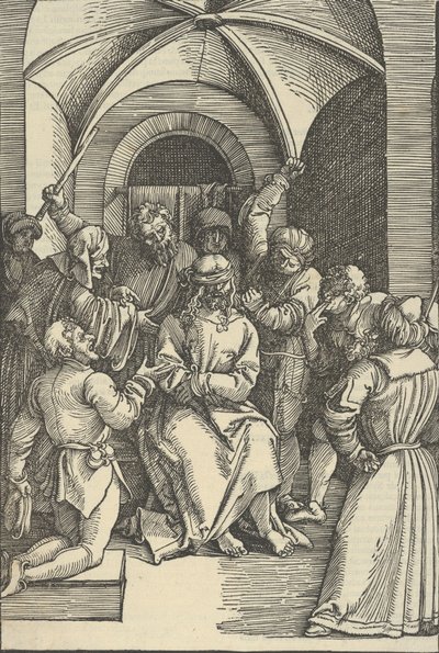 The Mocking of Christ, från spegeln av vår Herre Jesu Kristi passion, 1507. av Hans Schäufelein the Elder