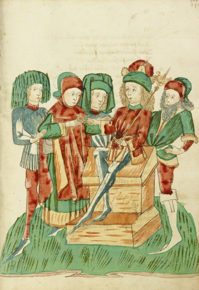 Barochias kröns till kung och tar emot den kungliga ringen av Hans Schilling