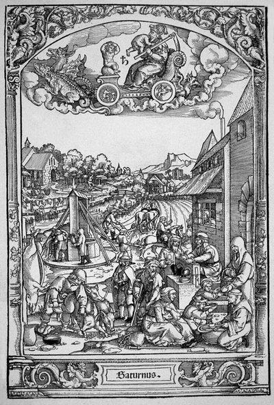 Saturnus (trägravyr) av Hans Sebald (School of) Beham