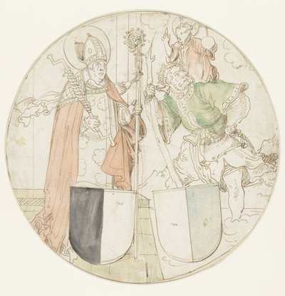De heliga Christopher och Erasmus med var sitt vapen av Hans Sebald Beham (possibly)