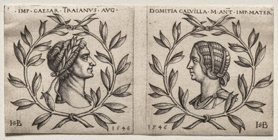 Byster av kejsar Trajanus och Domitia Calvilla av Hans Sebald Beham