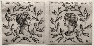 Byster av kejsar Trajanus och Domitia Calvilla, 1546. av Hans Sebald Beham