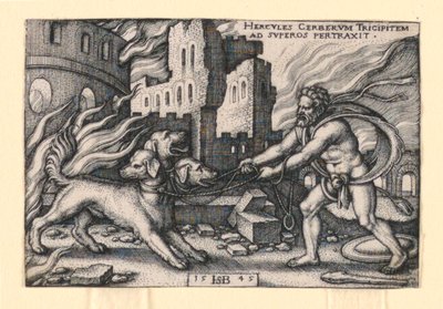 Hercules fångar Cerberus av Hans Sebald Beham