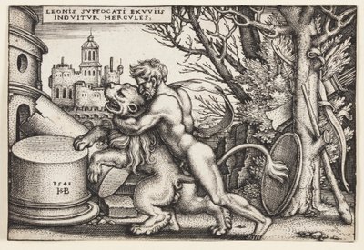 Herkules och det Nemeiska lejonet av Hans Sebald Beham