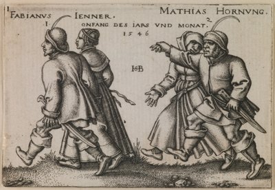 "Januari och februari" ur serien "Böndernas fest eller De tolv månaderna" av Hans Sebald Beham