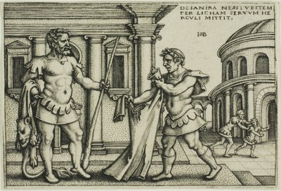 Lichas tar med Nessus plagget till Hercules, från The Labors of Hercules av Hans Sebald Beham