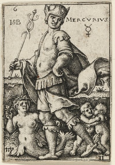 Merkurius, plansch sex från De sju planeterna med zodiakerna av Hans Sebald Beham