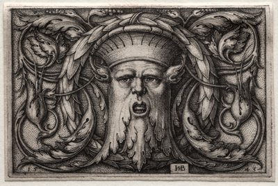 Prydnad av Satyrhuvud och krans av Hans Sebald Beham